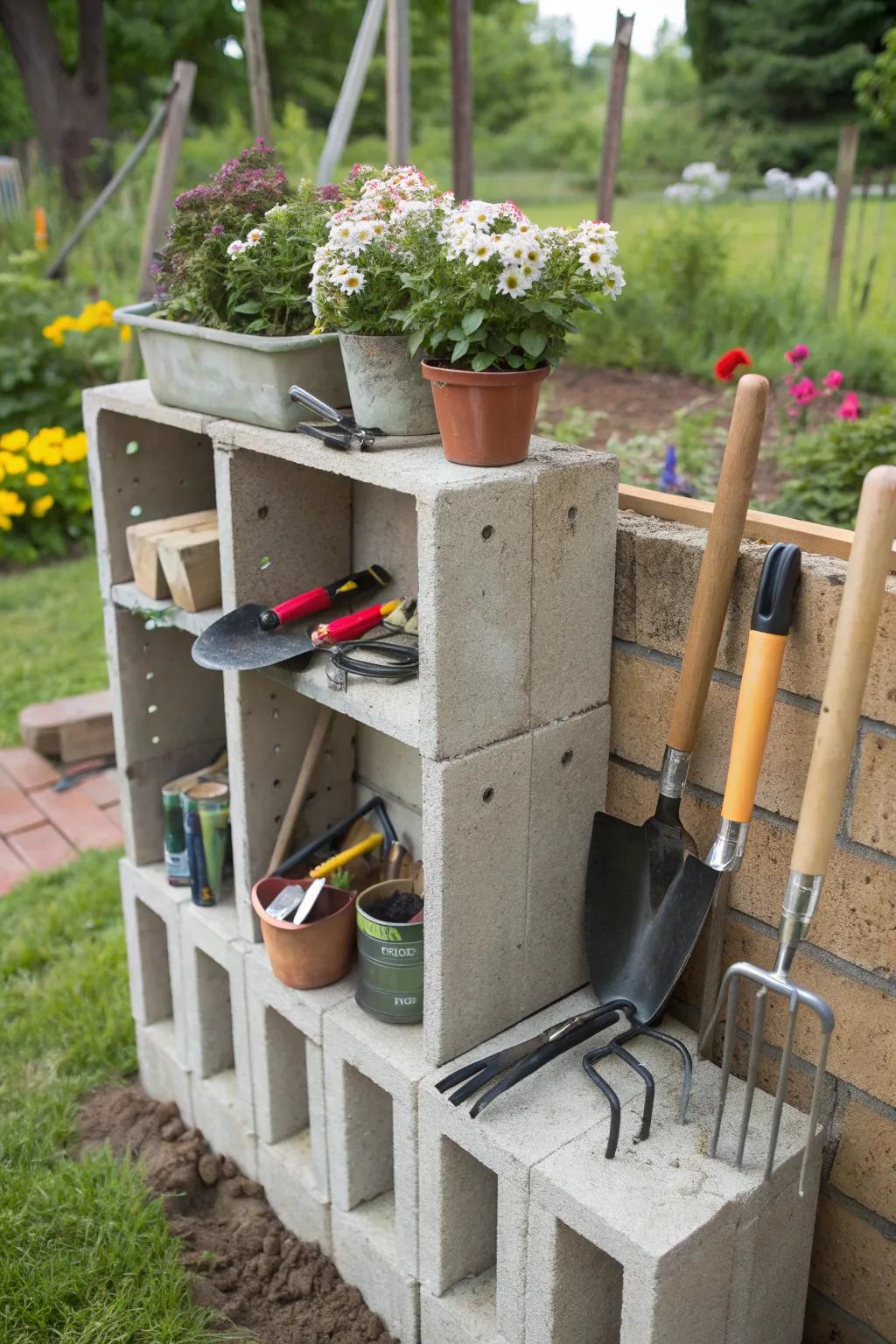 A functional potting station keeps all your gardening essentials in one place.