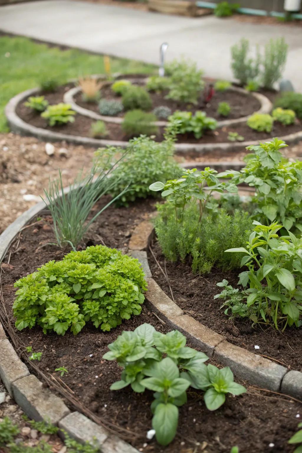 A practical and aromatic herb circle.