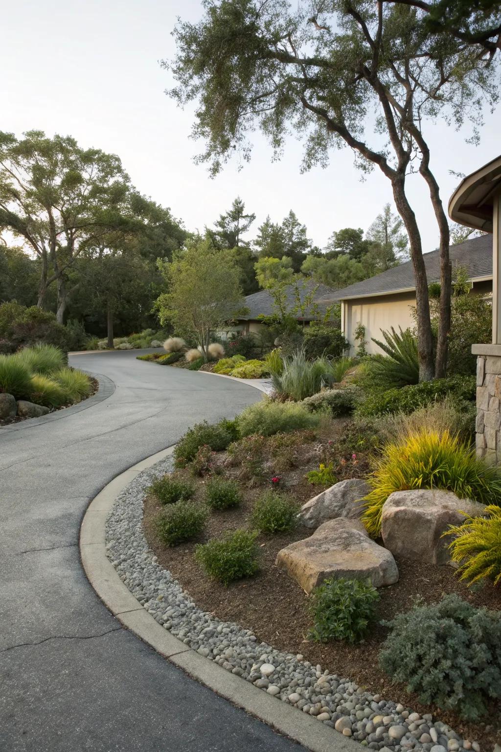Native plantings thriving naturally in the landscape.