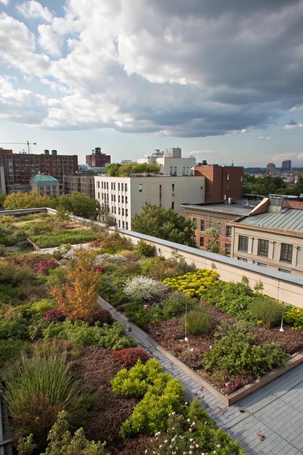 Turn rooftops green with a living roof.