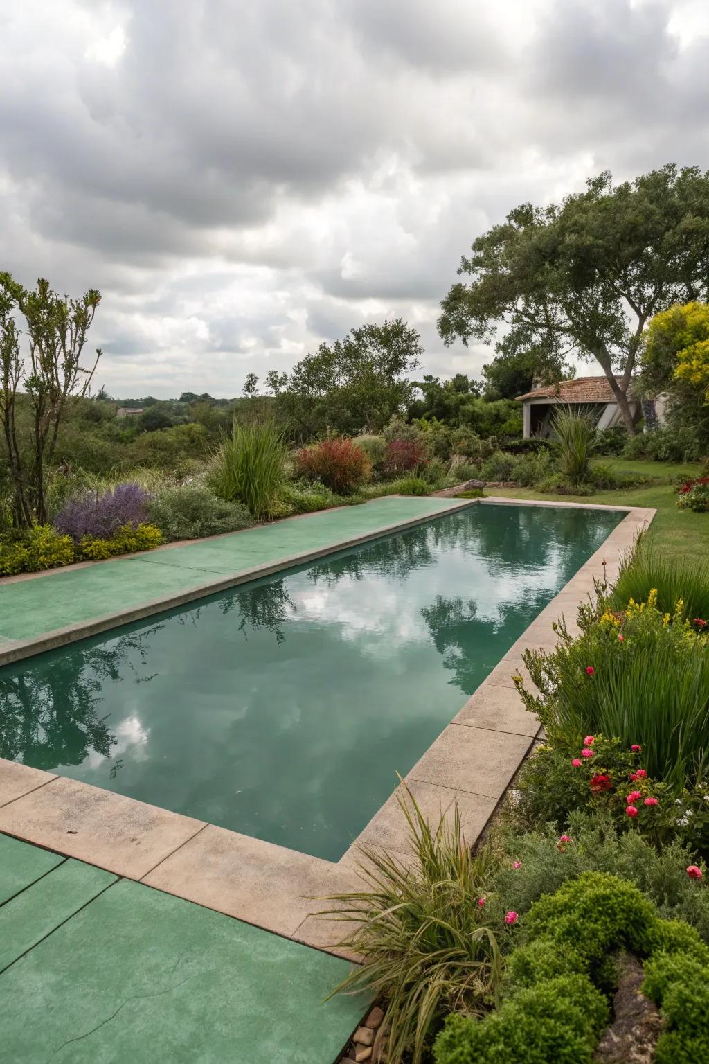 Green concrete integrates beautifully with garden landscapes.