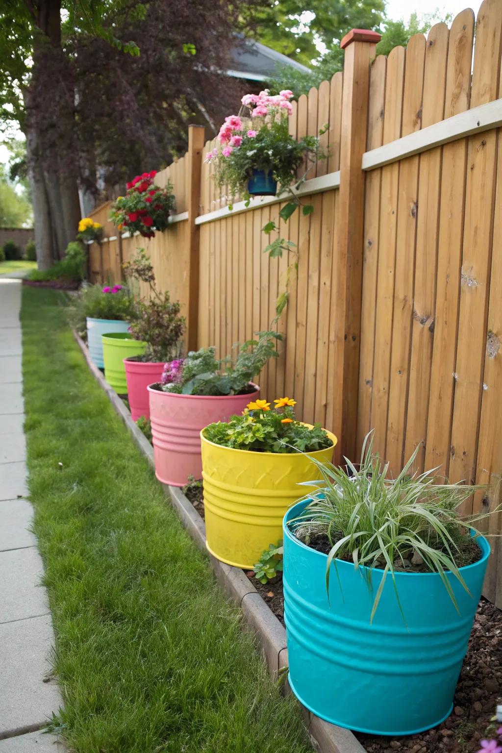 DIY artful planters add a unique touch to your backyard.