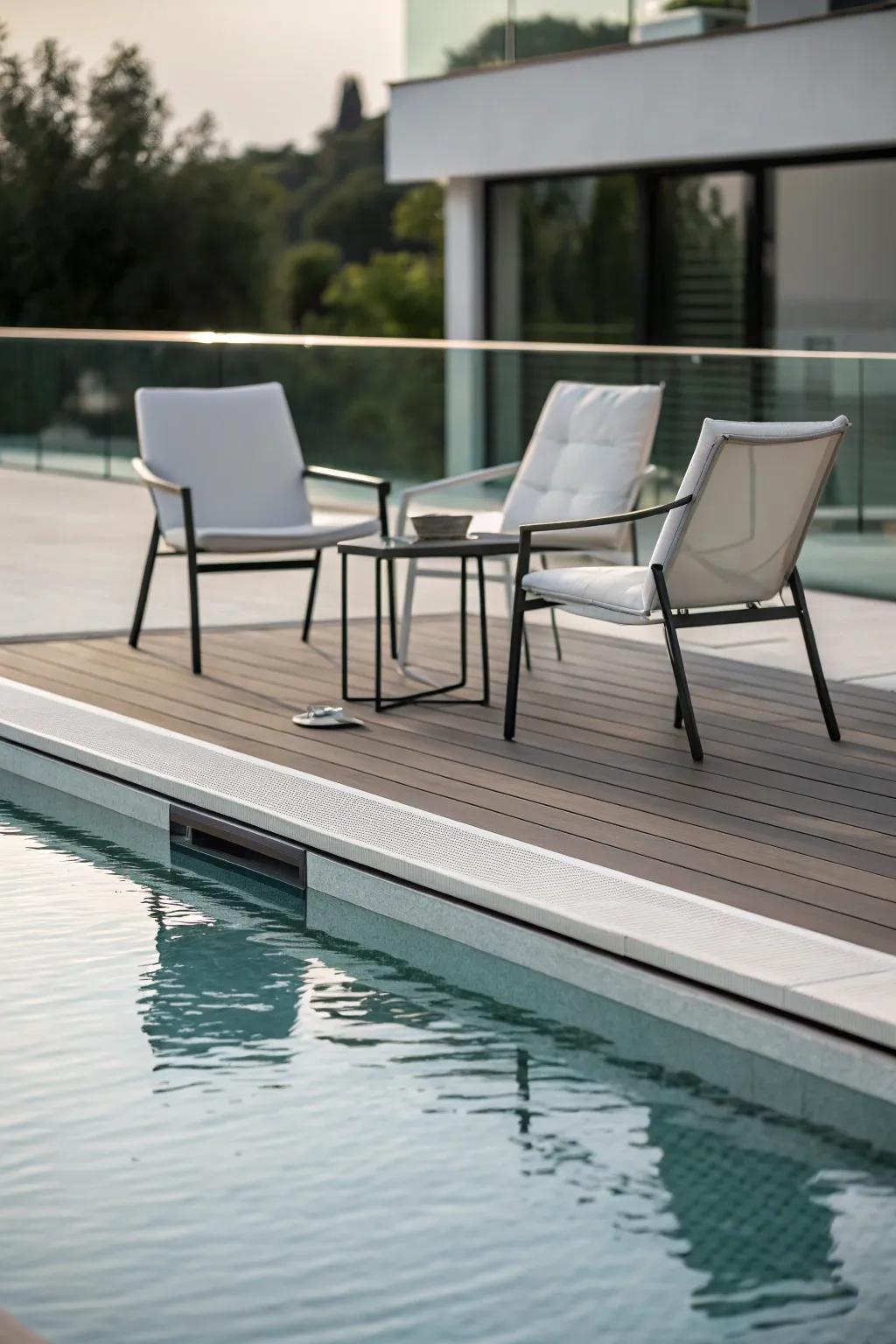 Minimalist design brings a touch of elegance to the poolside.