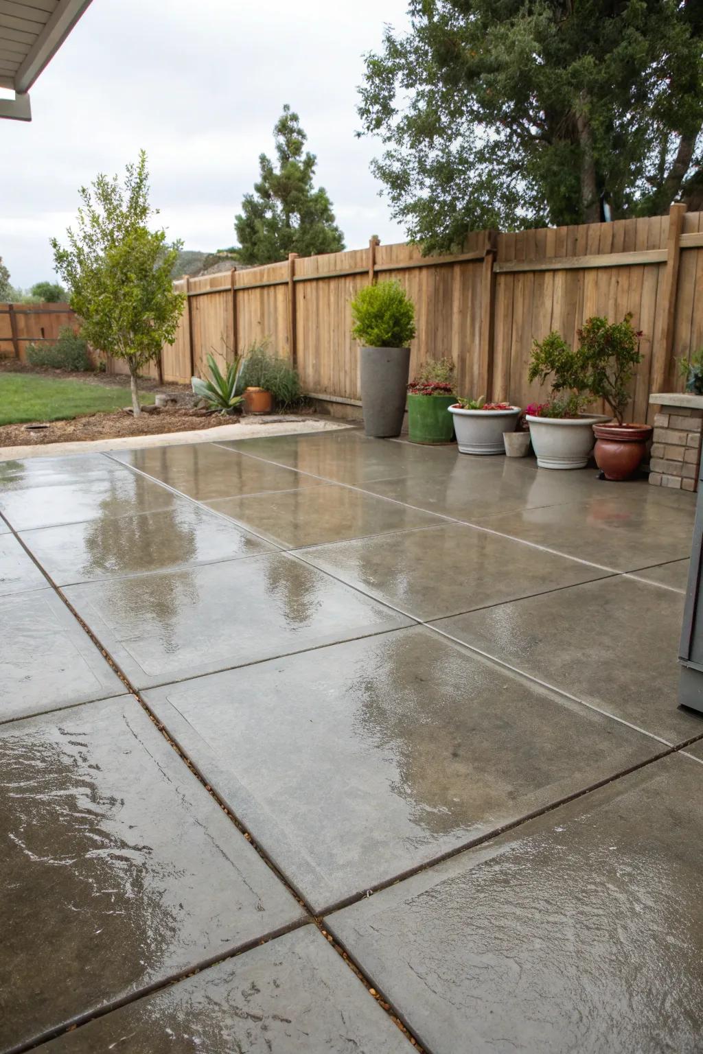 A patio with a sleek high gloss finish.