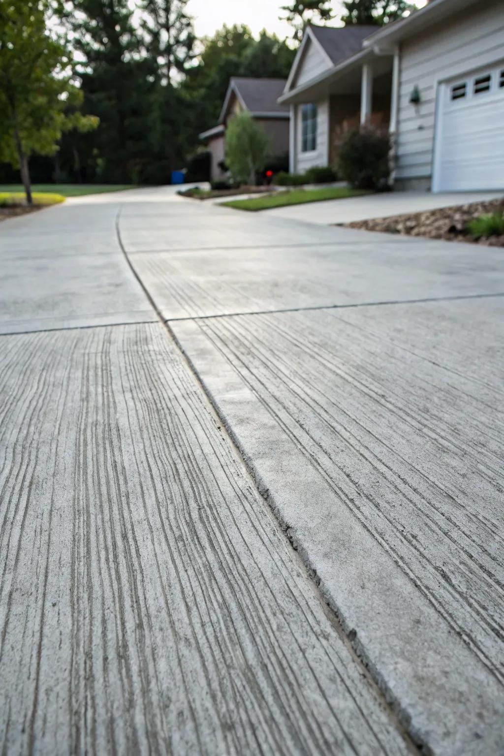A broom finish provides a practical, slip-resistant surface with understated texture.