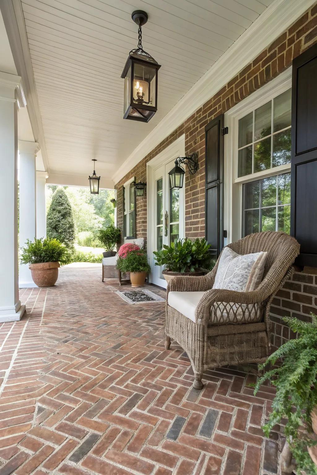 Faux brick adds timeless appeal to your porch.