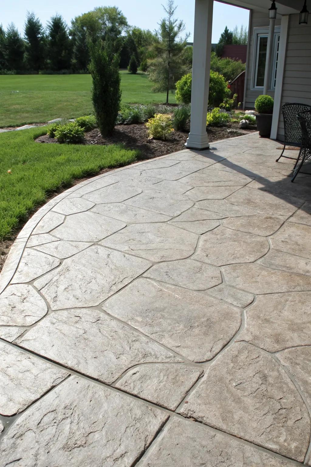Stamped concrete offers the beauty of stone or tile with cost-efficiency.