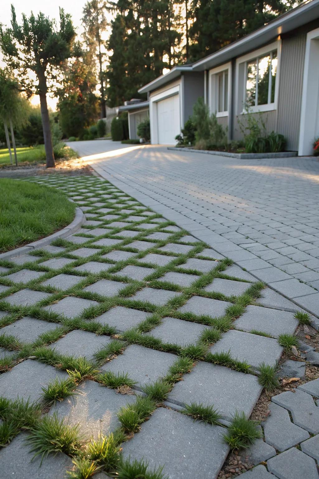Eco-friendly driveways with permeable pavers.