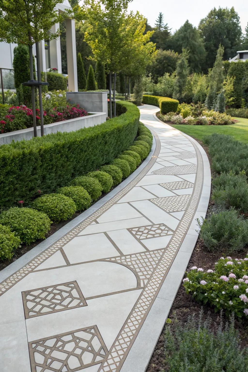 Modernize your garden with geometric patterns in concrete edging.