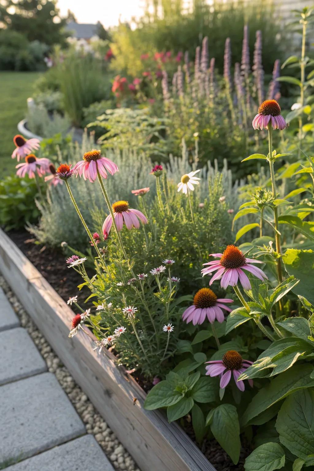 A garden that balances beauty with edibility.