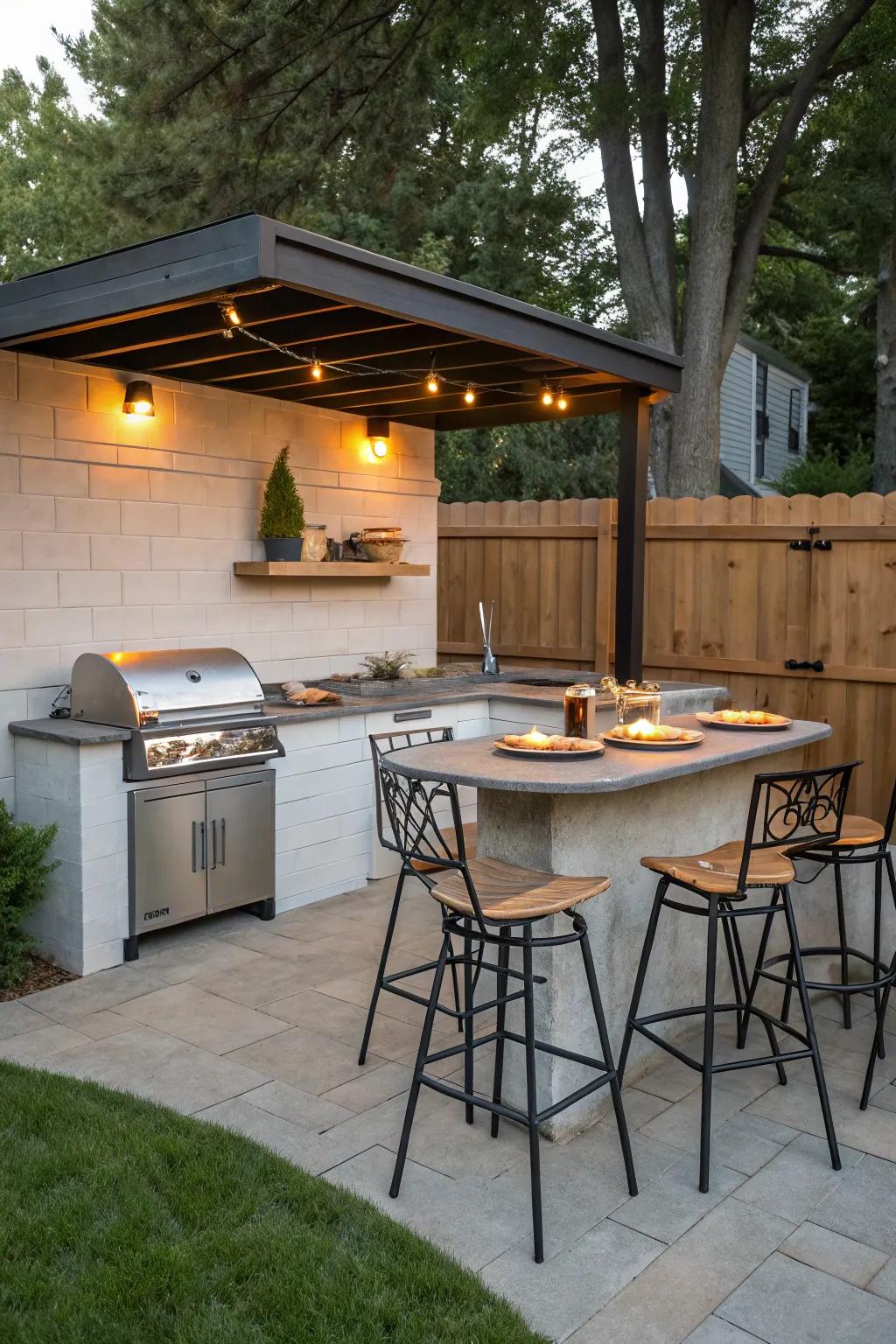 Cook and entertain with an outdoor kitchen corner.