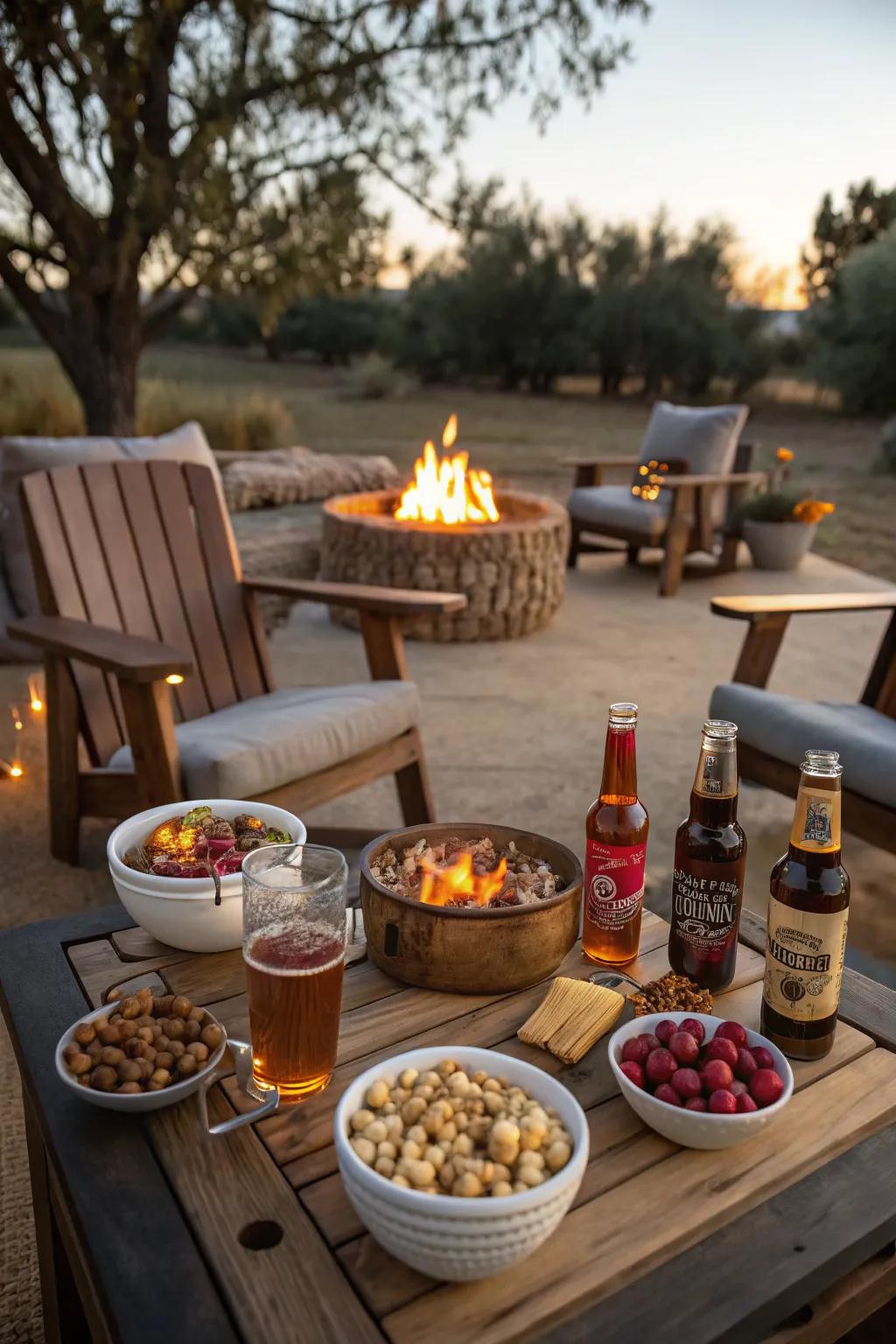 Fire pit tables are perfect for socializing and dining.