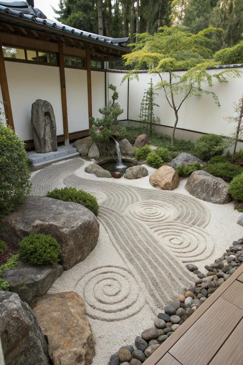 Zen gardens offer a peaceful retreat in corner spaces.