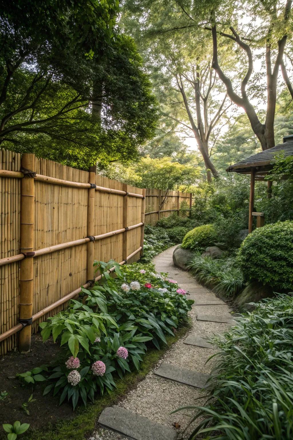 A bamboo fence offers a unique and natural aesthetic.