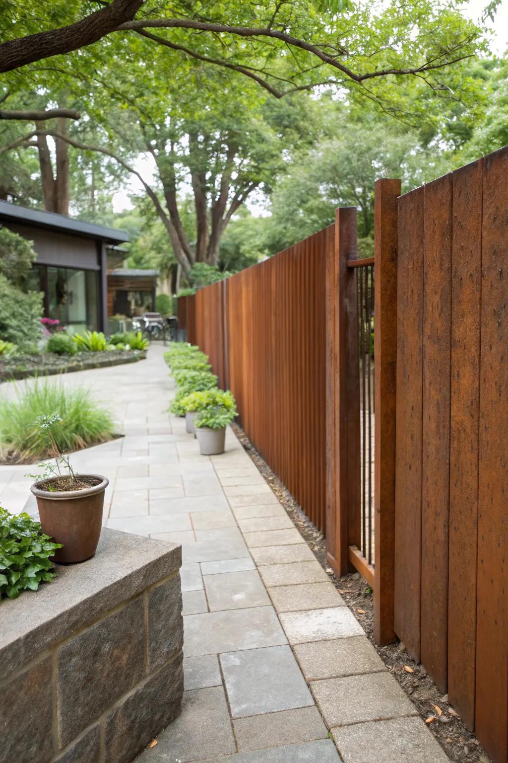 Corten steel offers a unique and evolving rustic charm.