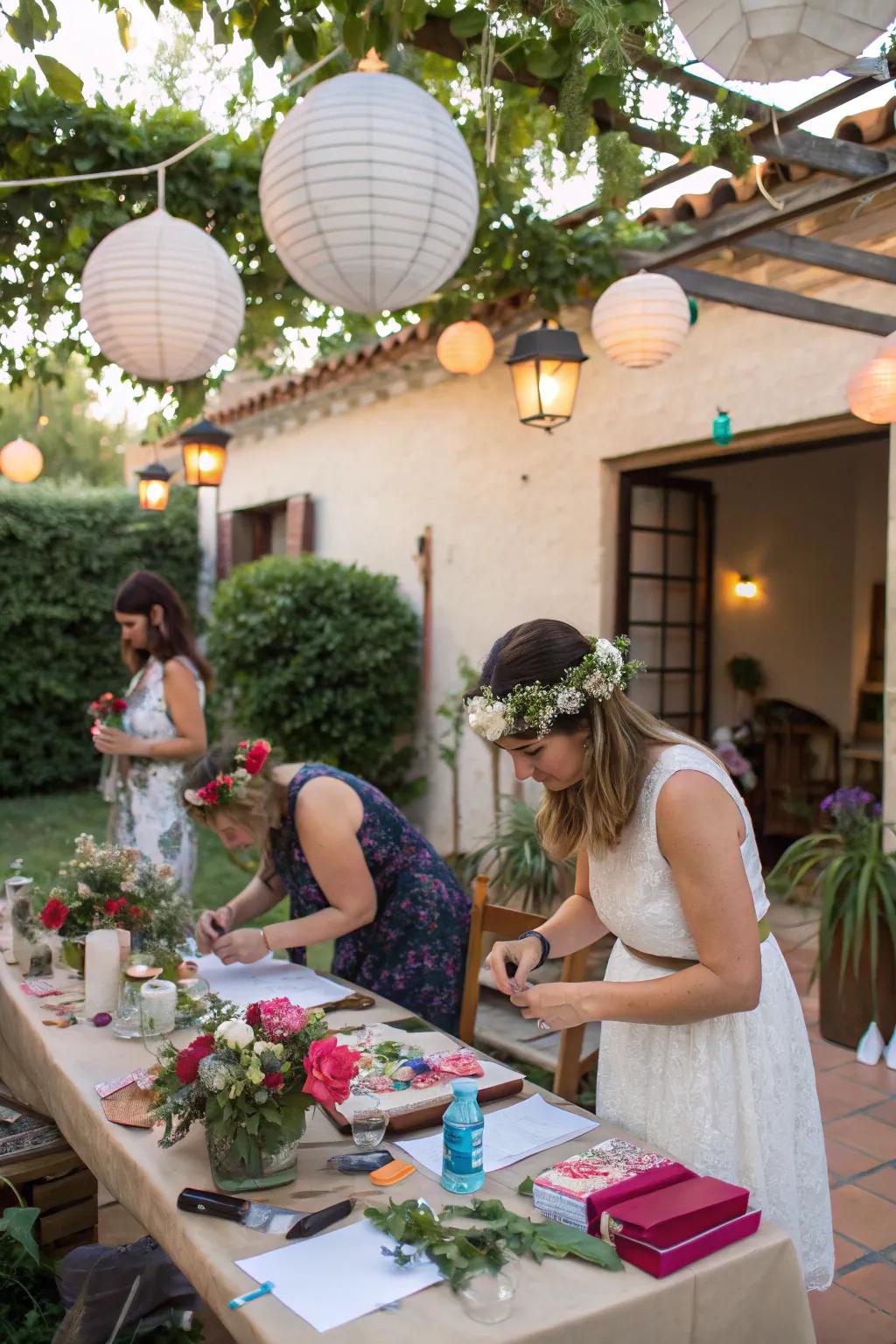 Interactive craft stations let guests create their own keepsakes.