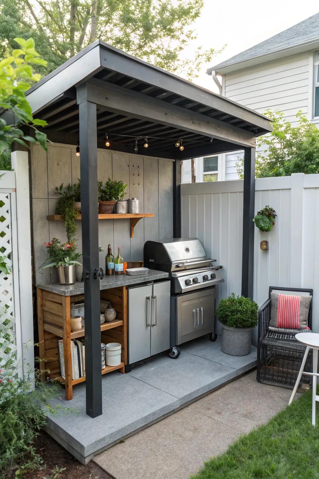A stylish grilling station that fits perfectly in smaller spaces.