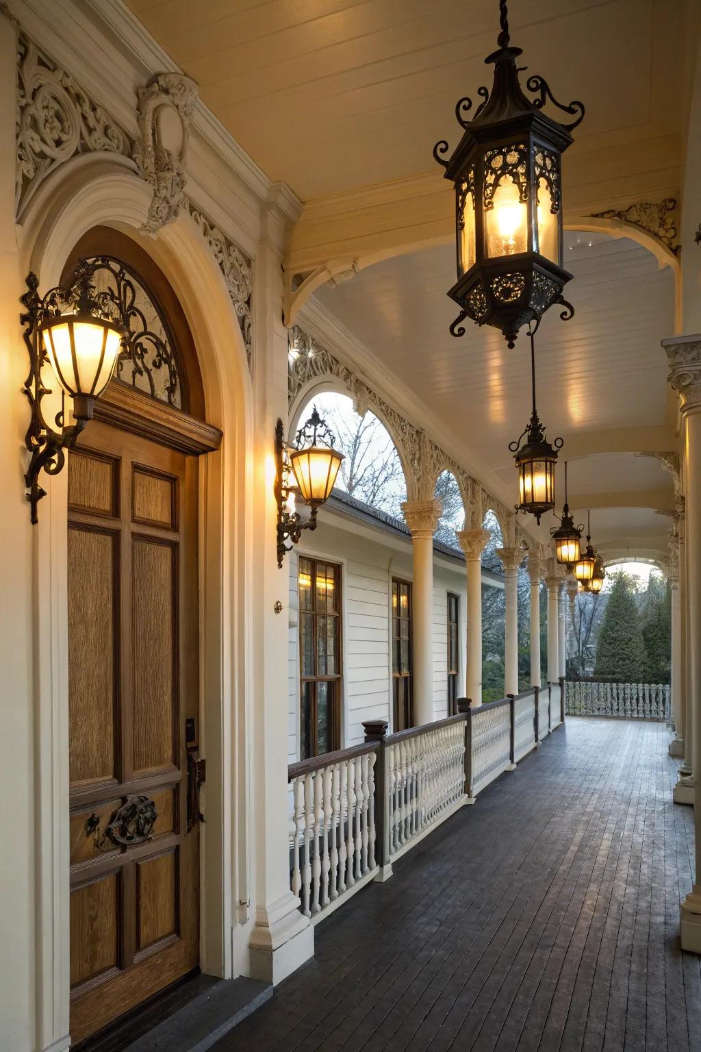 Wall sconces highlight and enhance your porch’s features.
