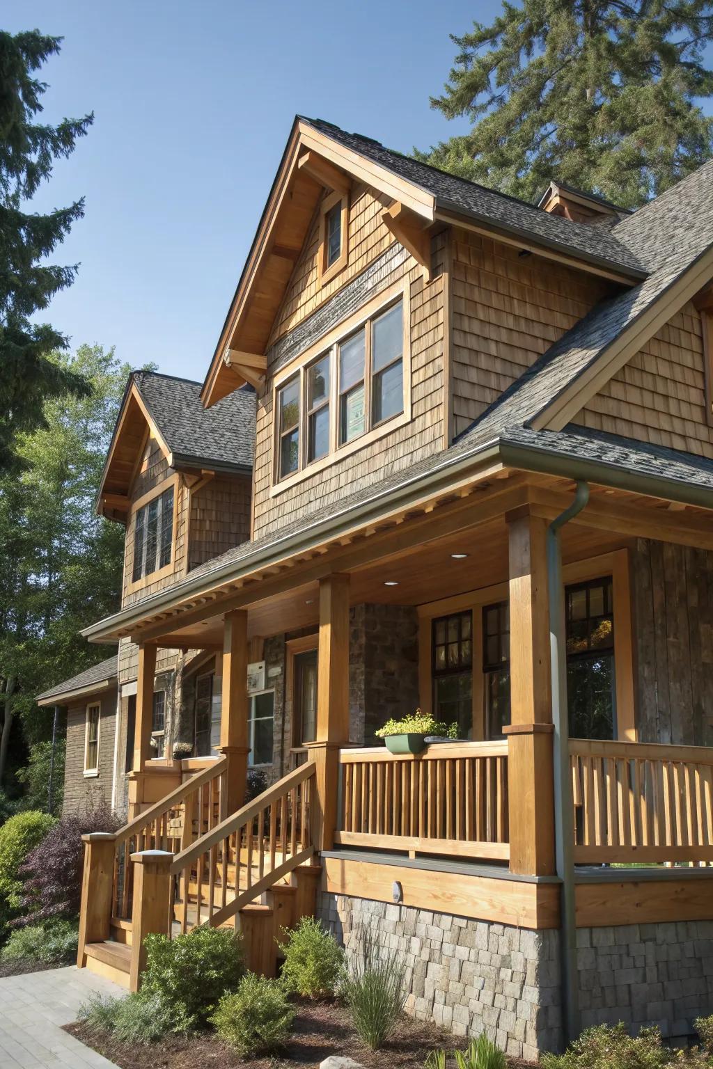 Authentic warmth: Natural wood finish on window trim.