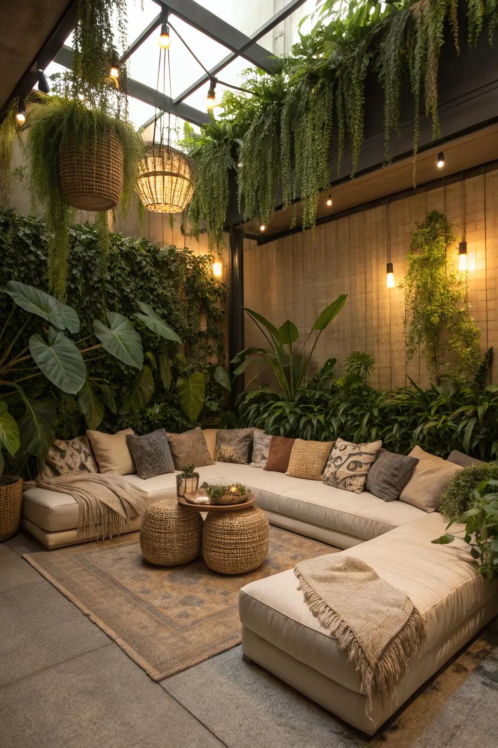 Relax in a sunken lounge oasis.