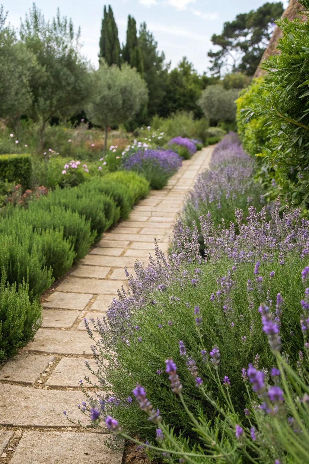 Aromatic herbs transform paths into sensory experiences.