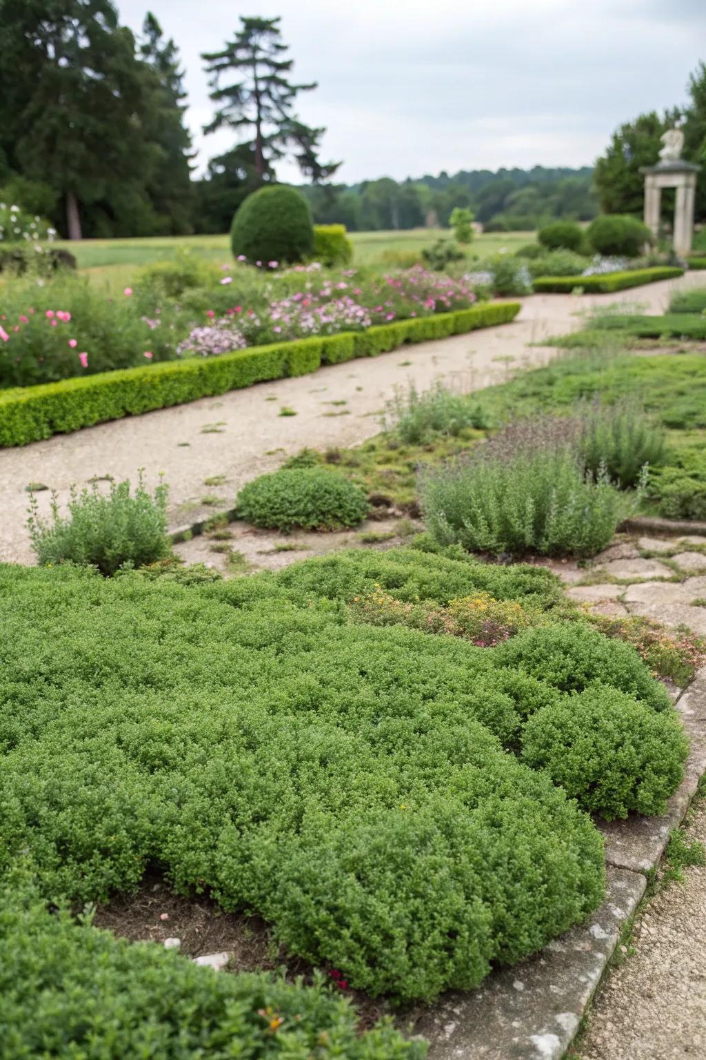 Transform bare spots with thyme as a fragrant ground cover.
