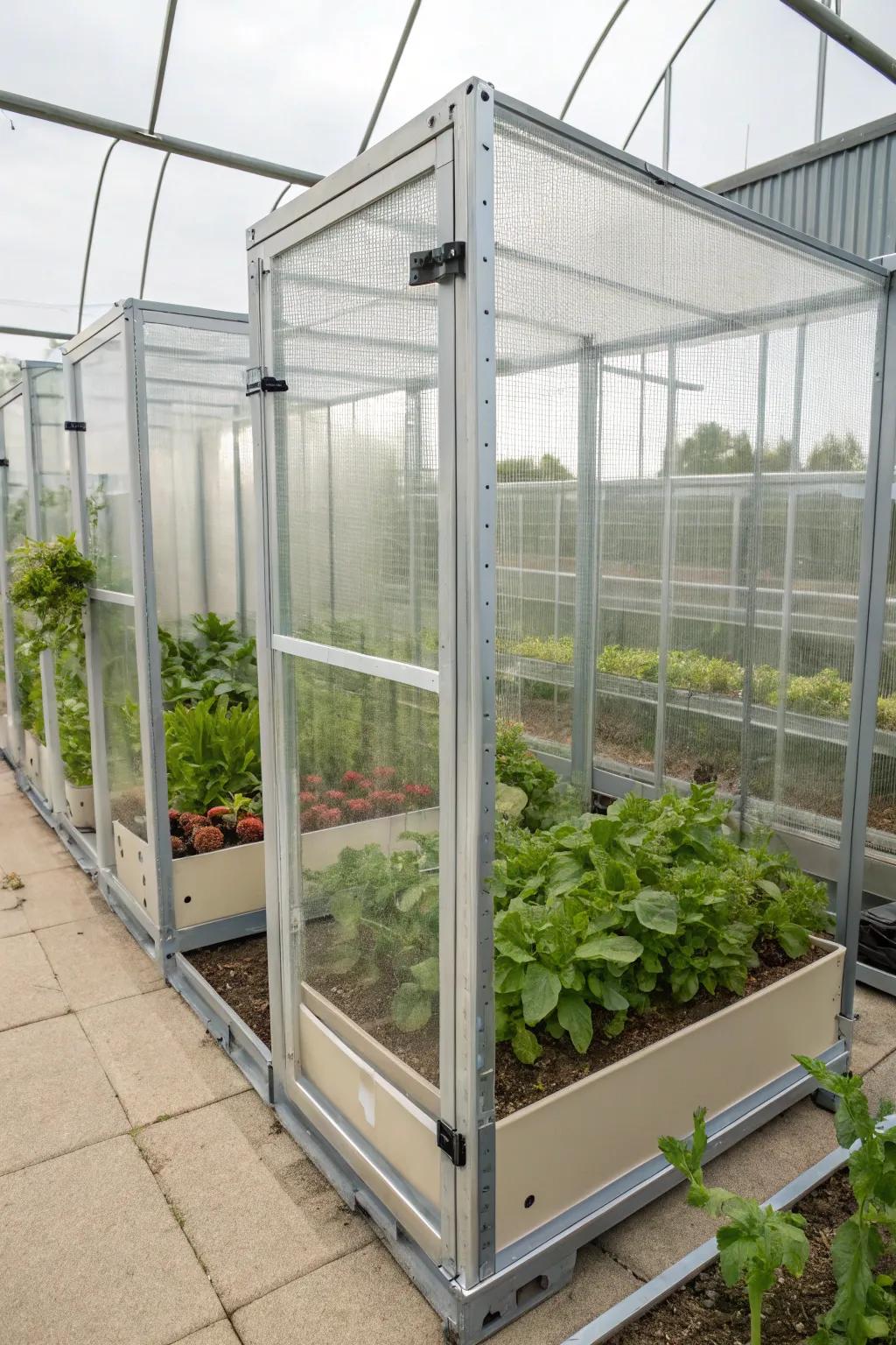 A modern crop cage with transparent acrylic panels.