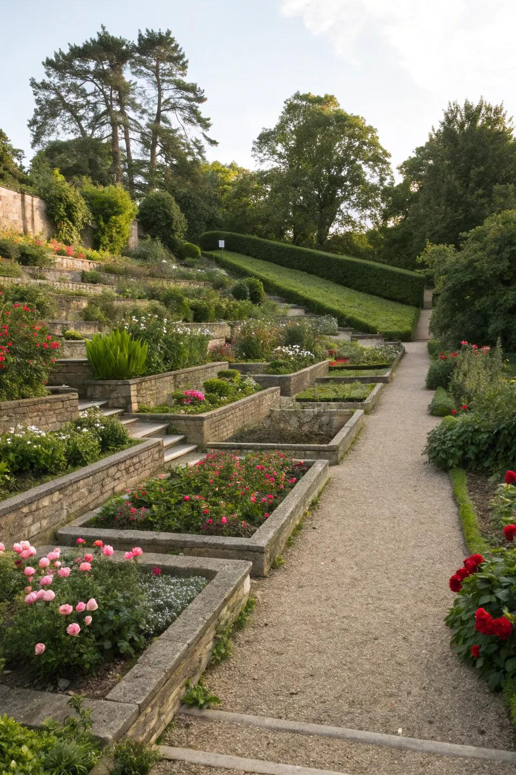 Transform slopes with terraced levels of crushed stone.