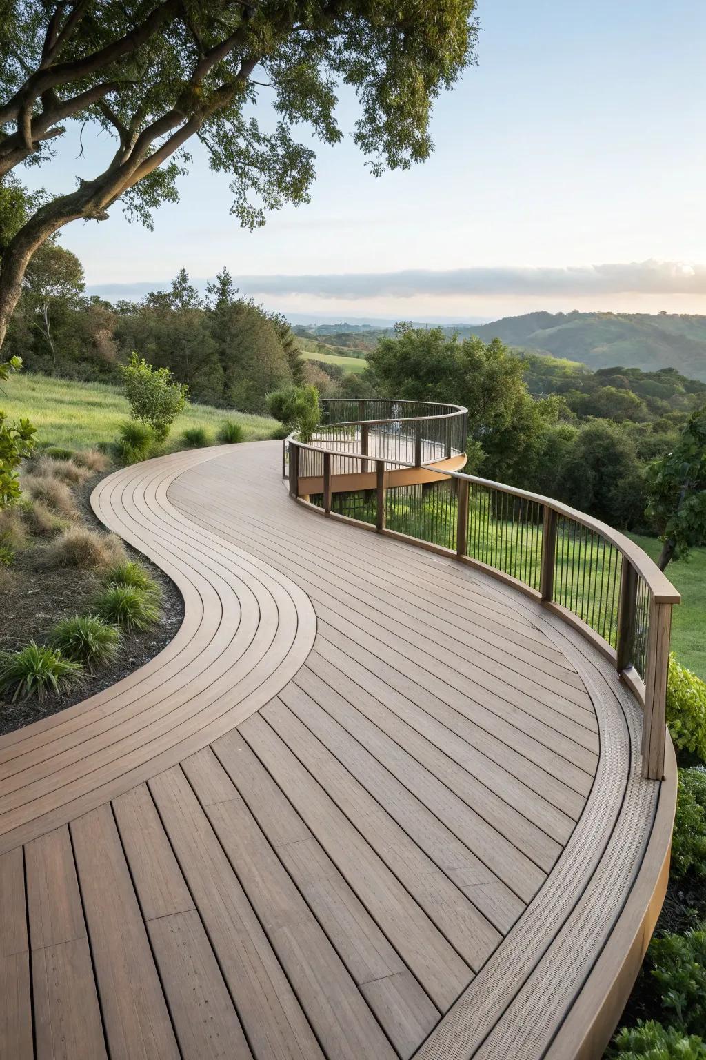 Curved deck with a design that flows like nature.