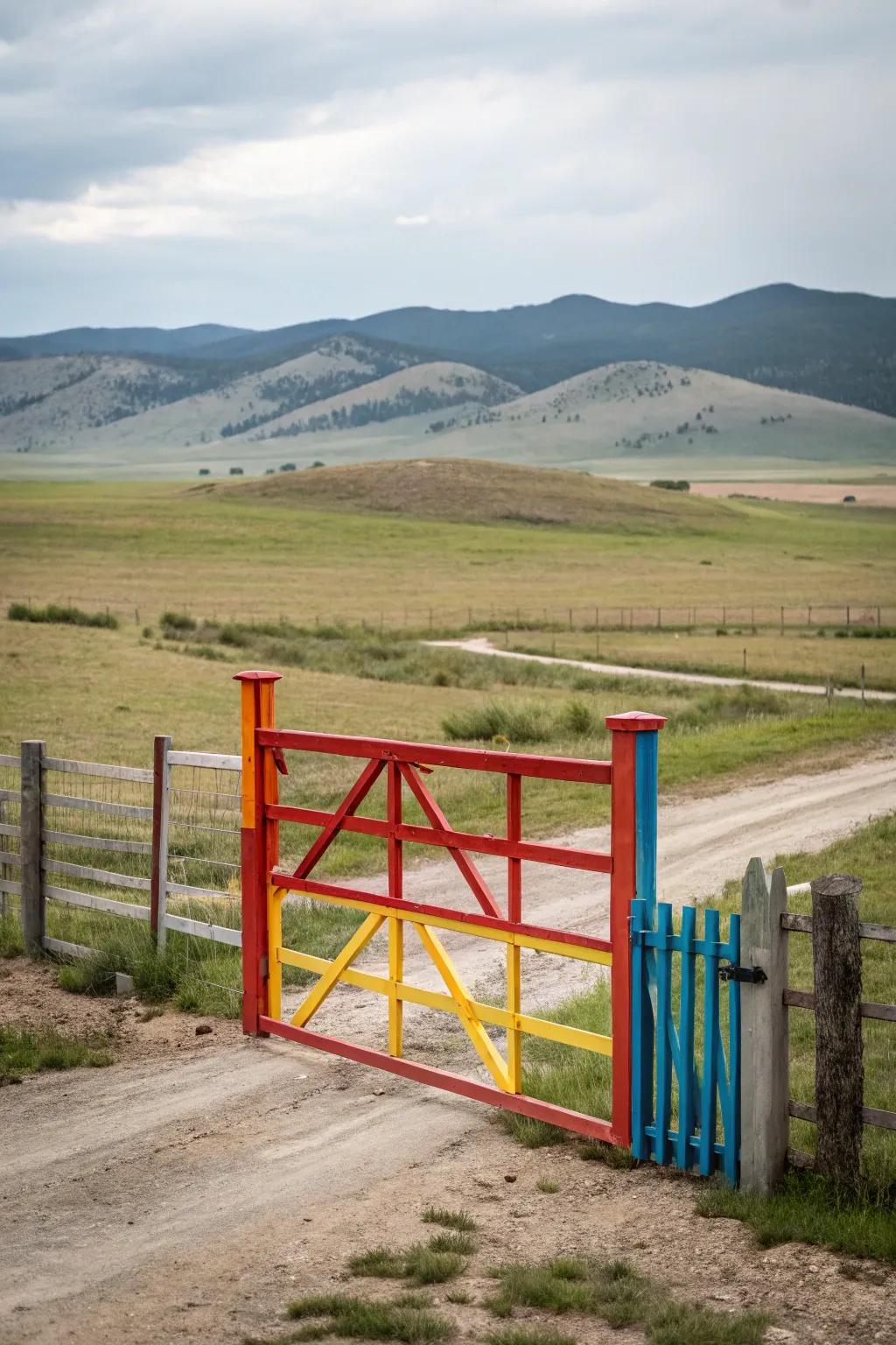 A colorful finish makes this ranch gate a standout feature.