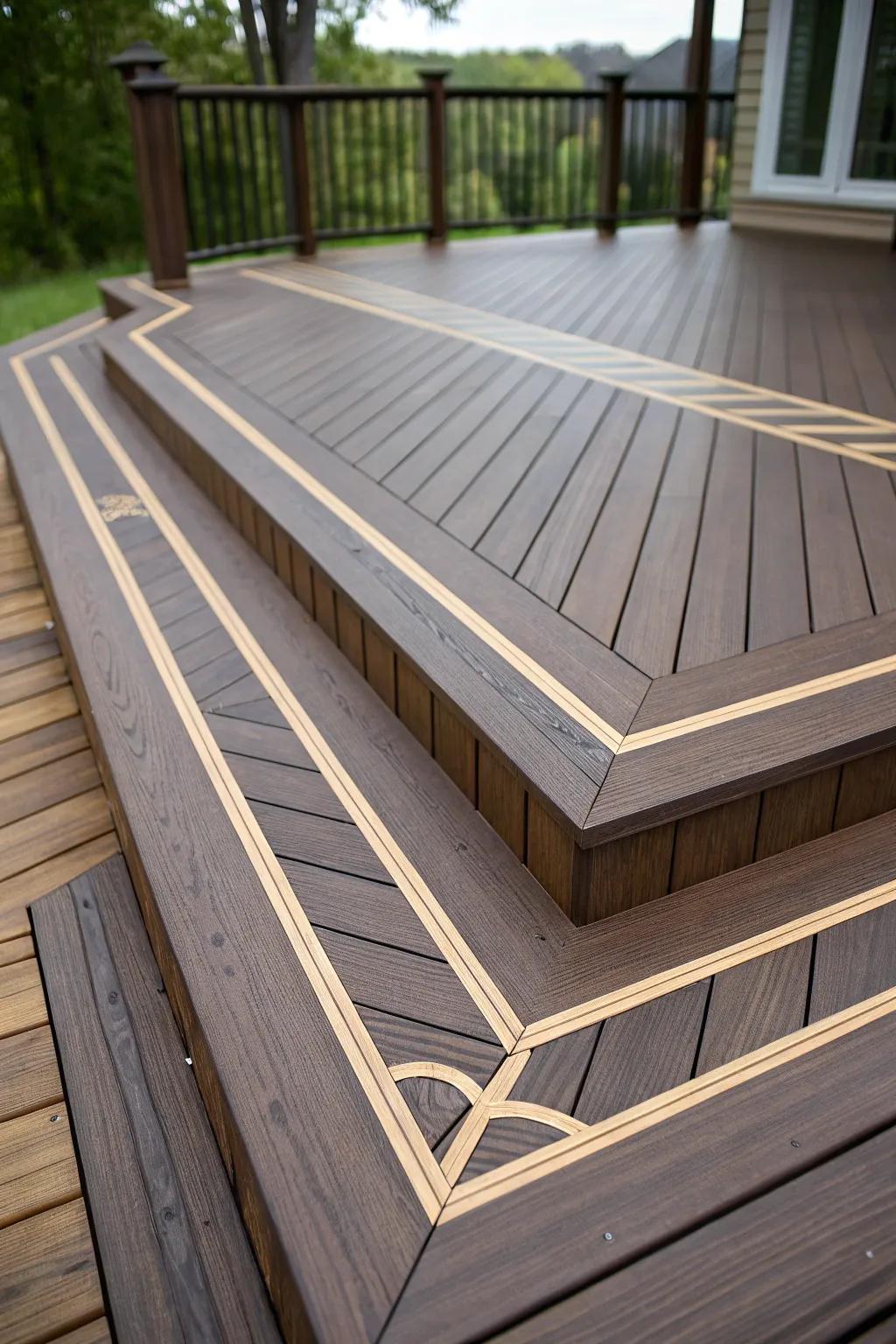 Contrasting colors create a bold and beautiful deck design.