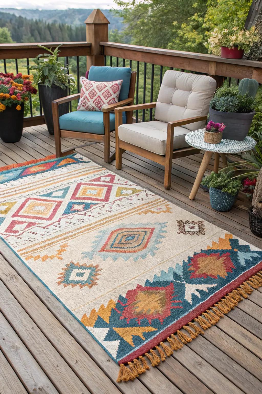 Outdoor rugs anchor and beautify your space.
