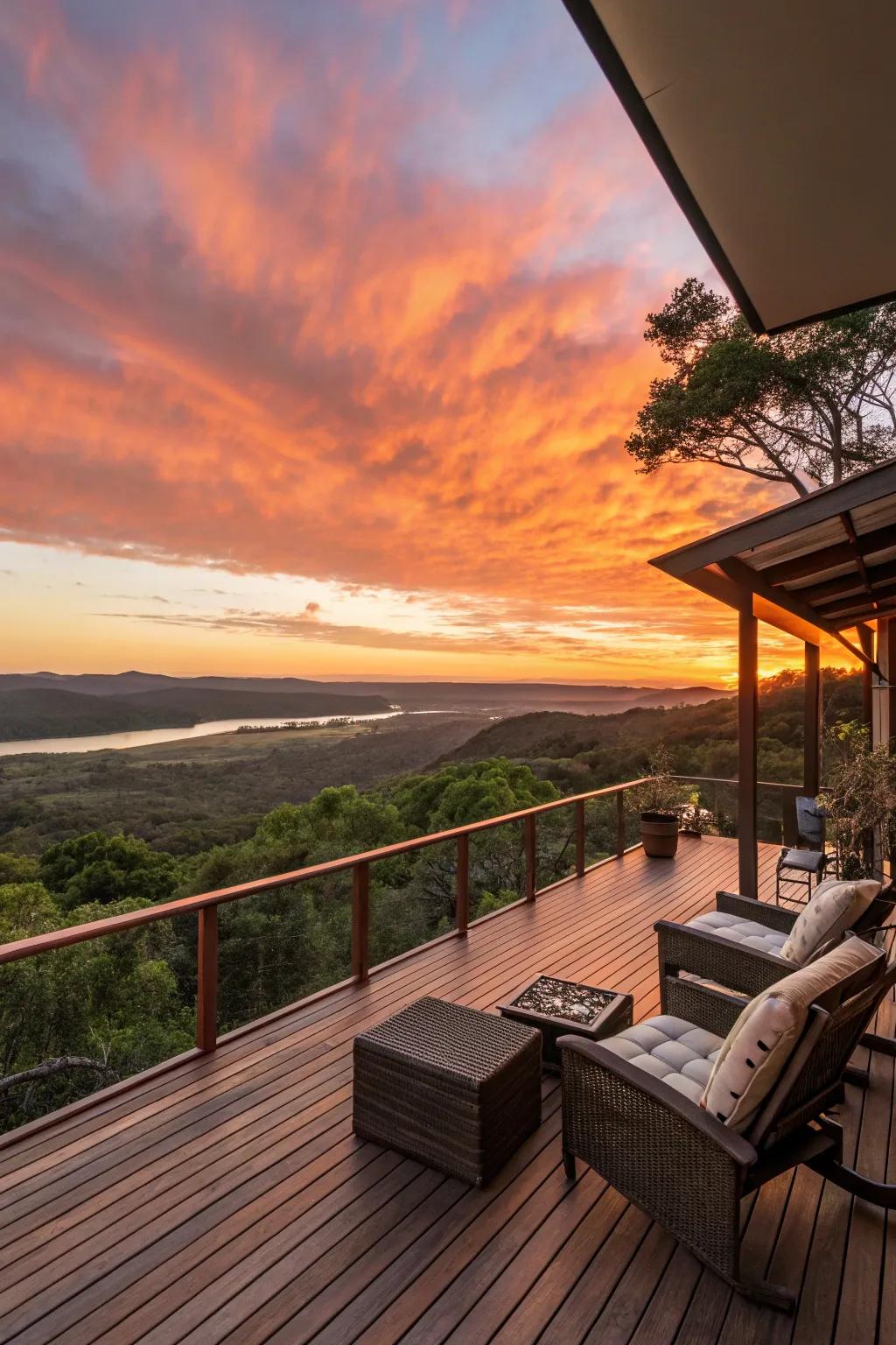 A deck perfectly positioned to enjoy stunning views.