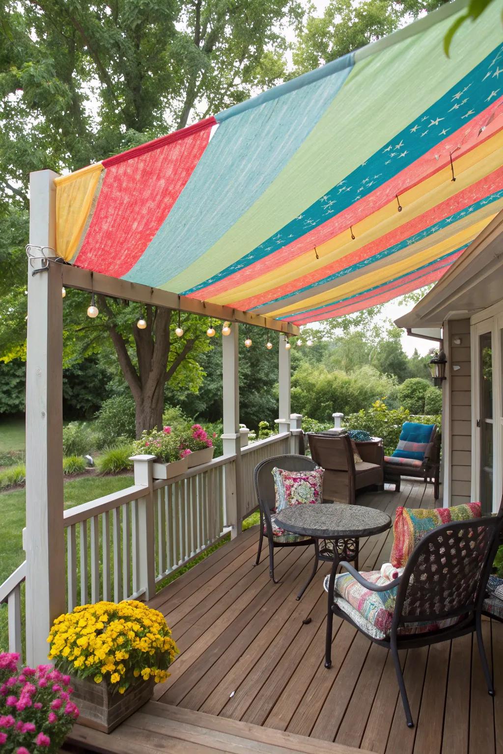 DIY tarp canopies offer budget-friendly shade solutions.