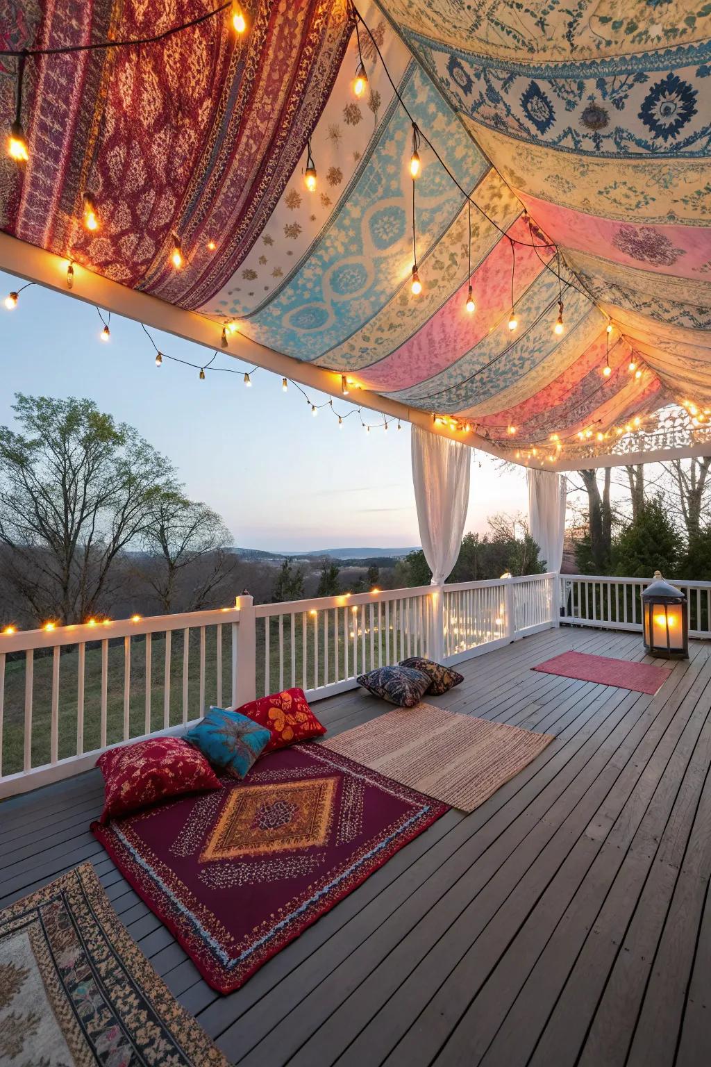 Fabric ceilings add a touch of whimsy to your outdoor space.