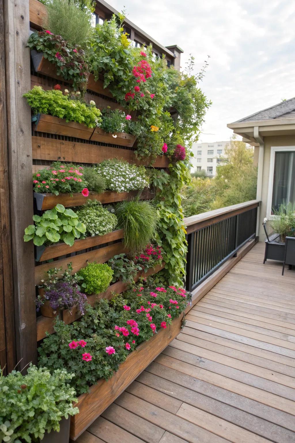 Create a lush backdrop with a vertical garden.