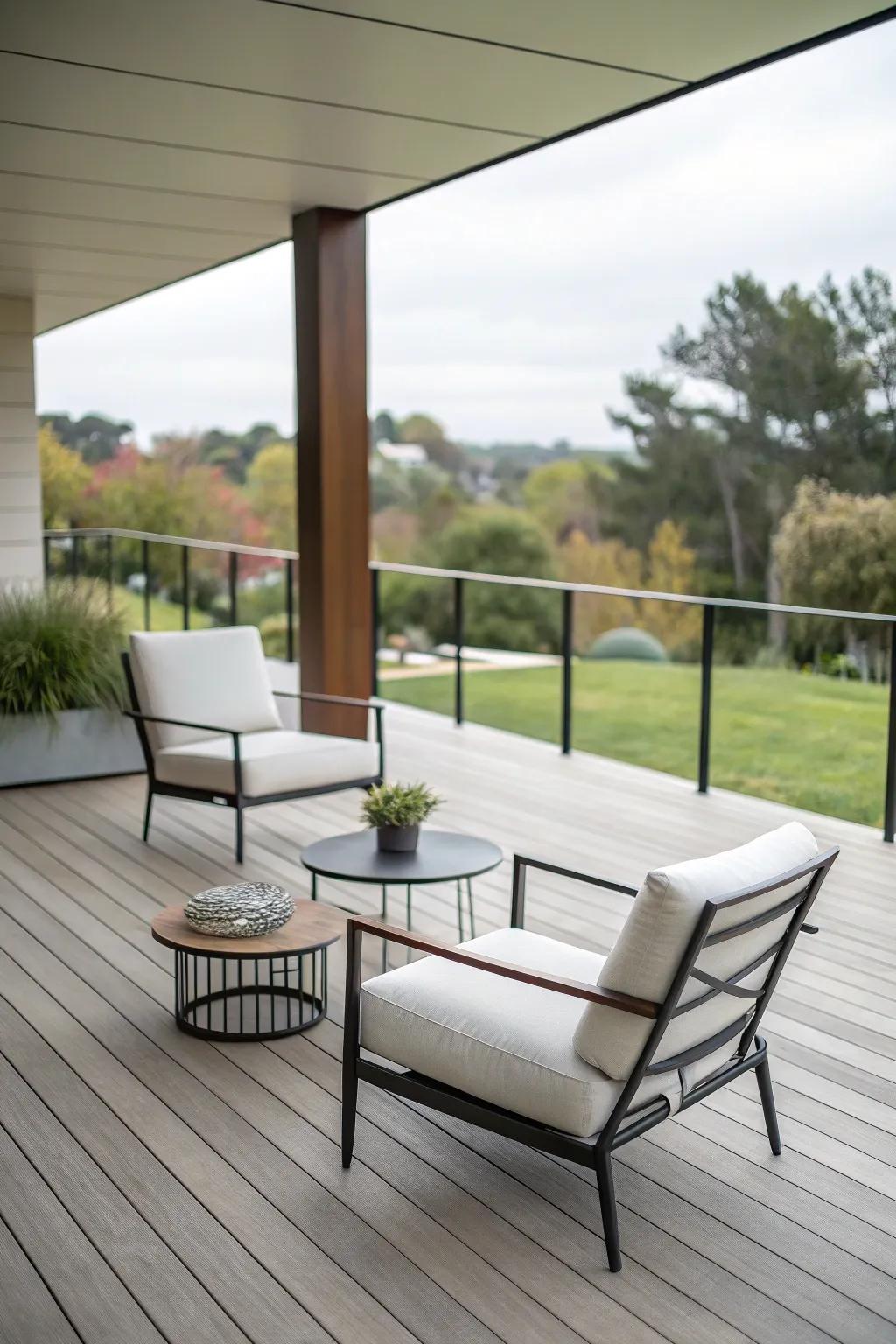Modern design elements bring sleek style to your deck.