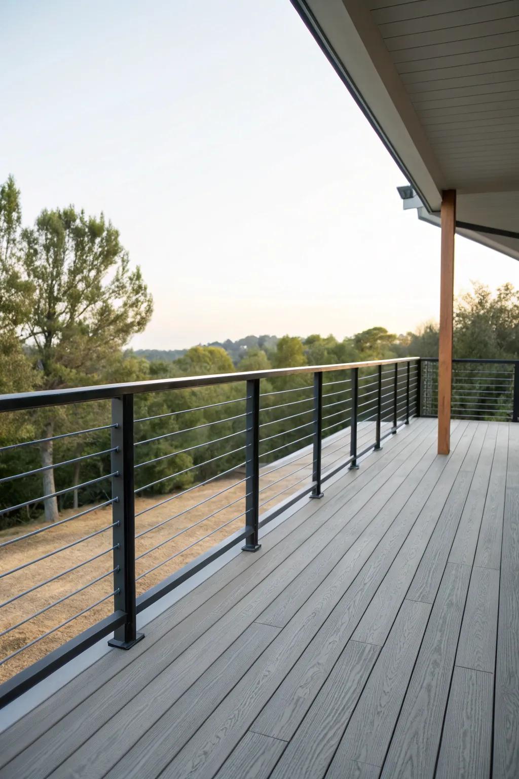 Charcoal railings add sophistication and depth to any deck.
