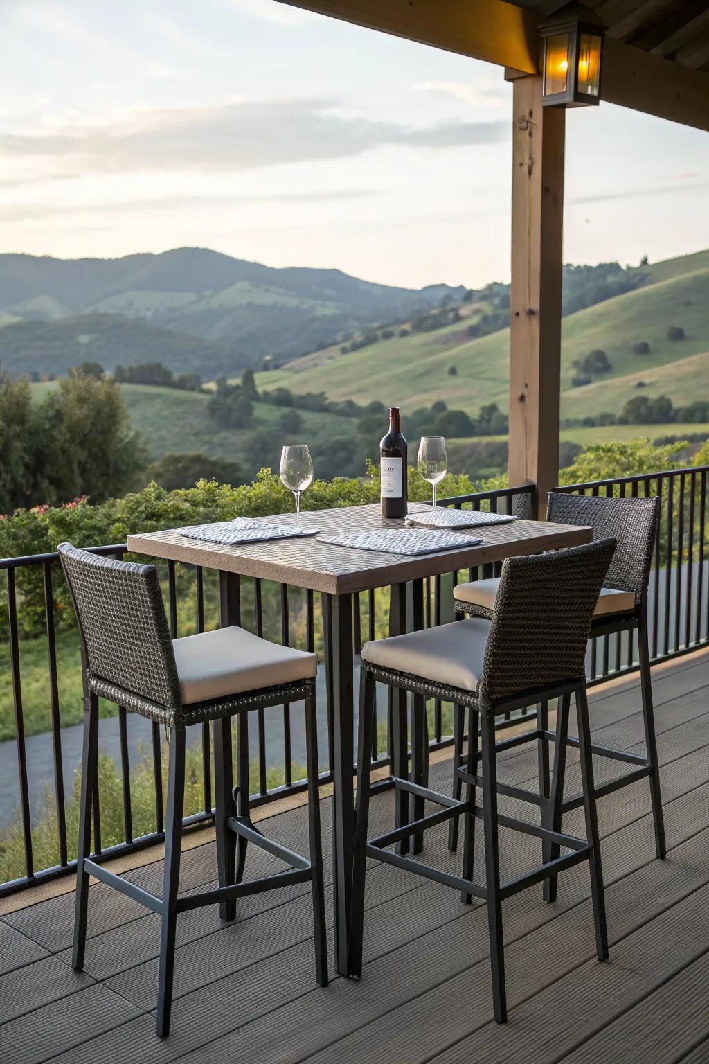 Dine with a view using a bar-height table.