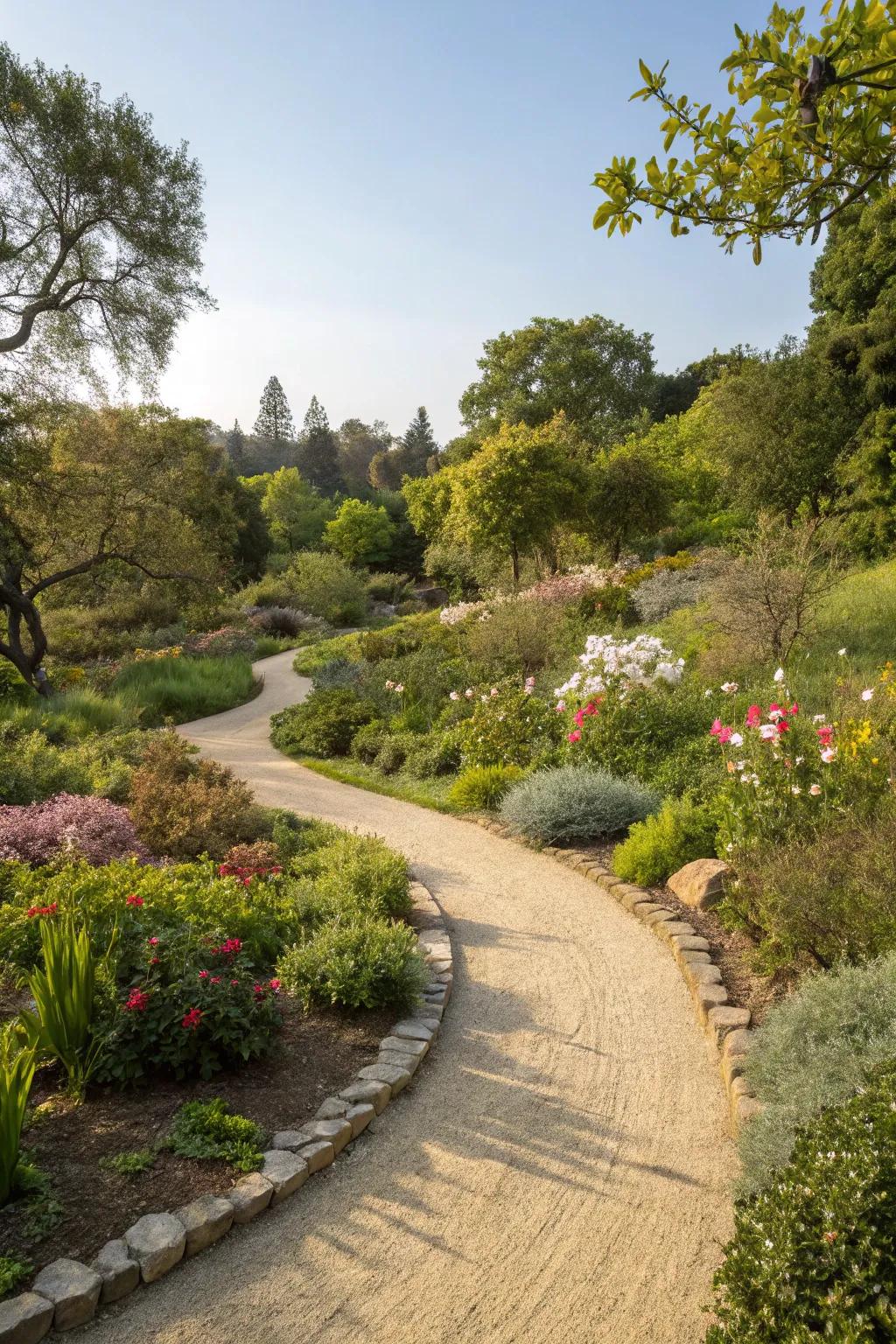 Charming pathways made from decomposed granite.