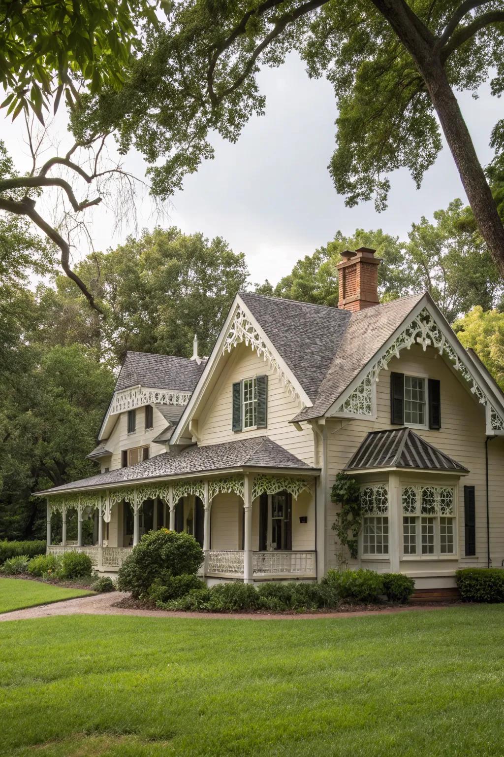 A vintage-inspired gable vent complements the timeless beauty of this historic home.