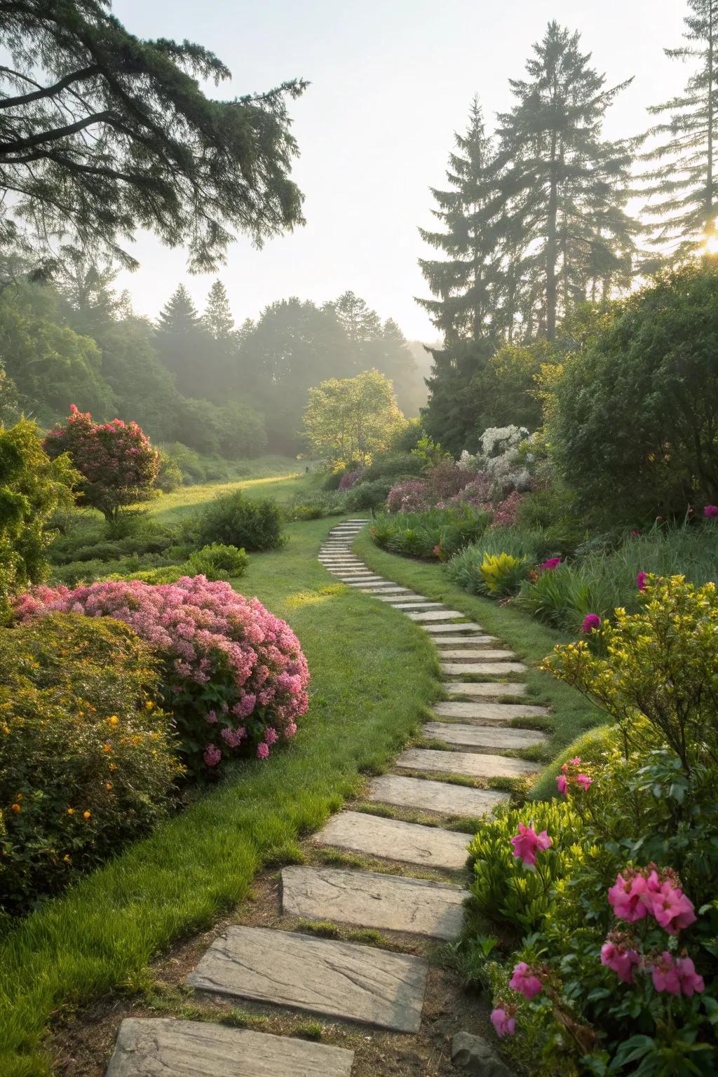 Stepping stones guide you through the garden while subtly diverting deer.