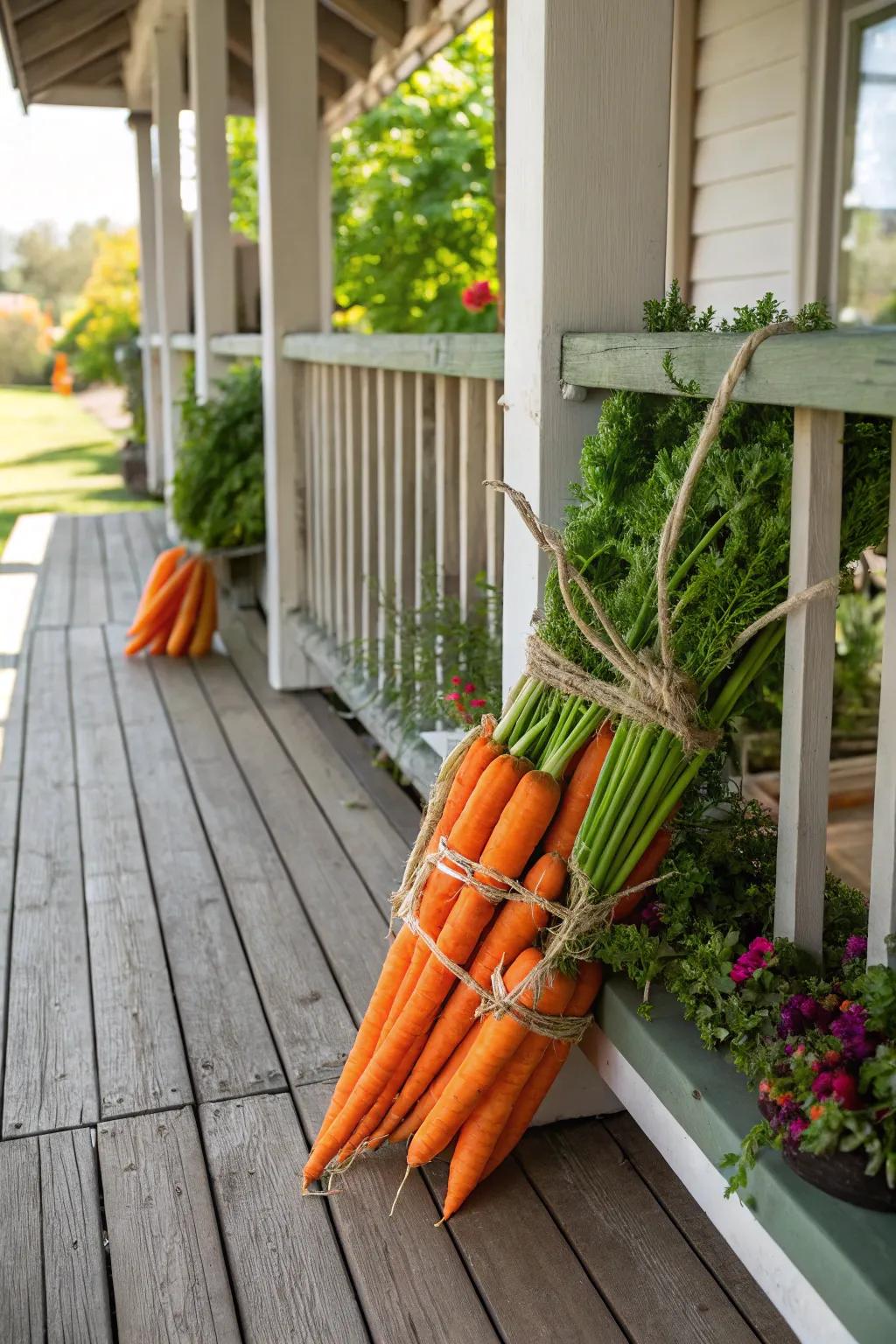 Carrot bundles bring an unexpected pop of fun.