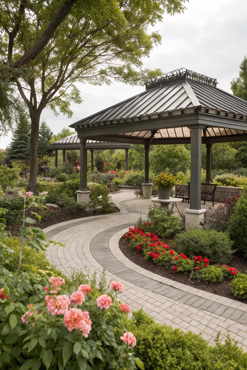 Enjoy adjustable comfort with a louvered roof.