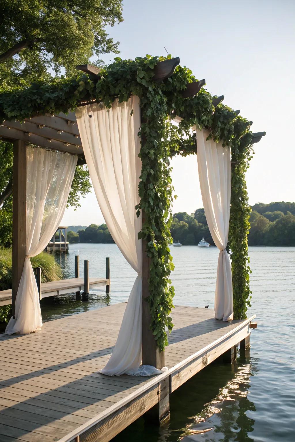 Create a private retreat with a pergola and curtains.