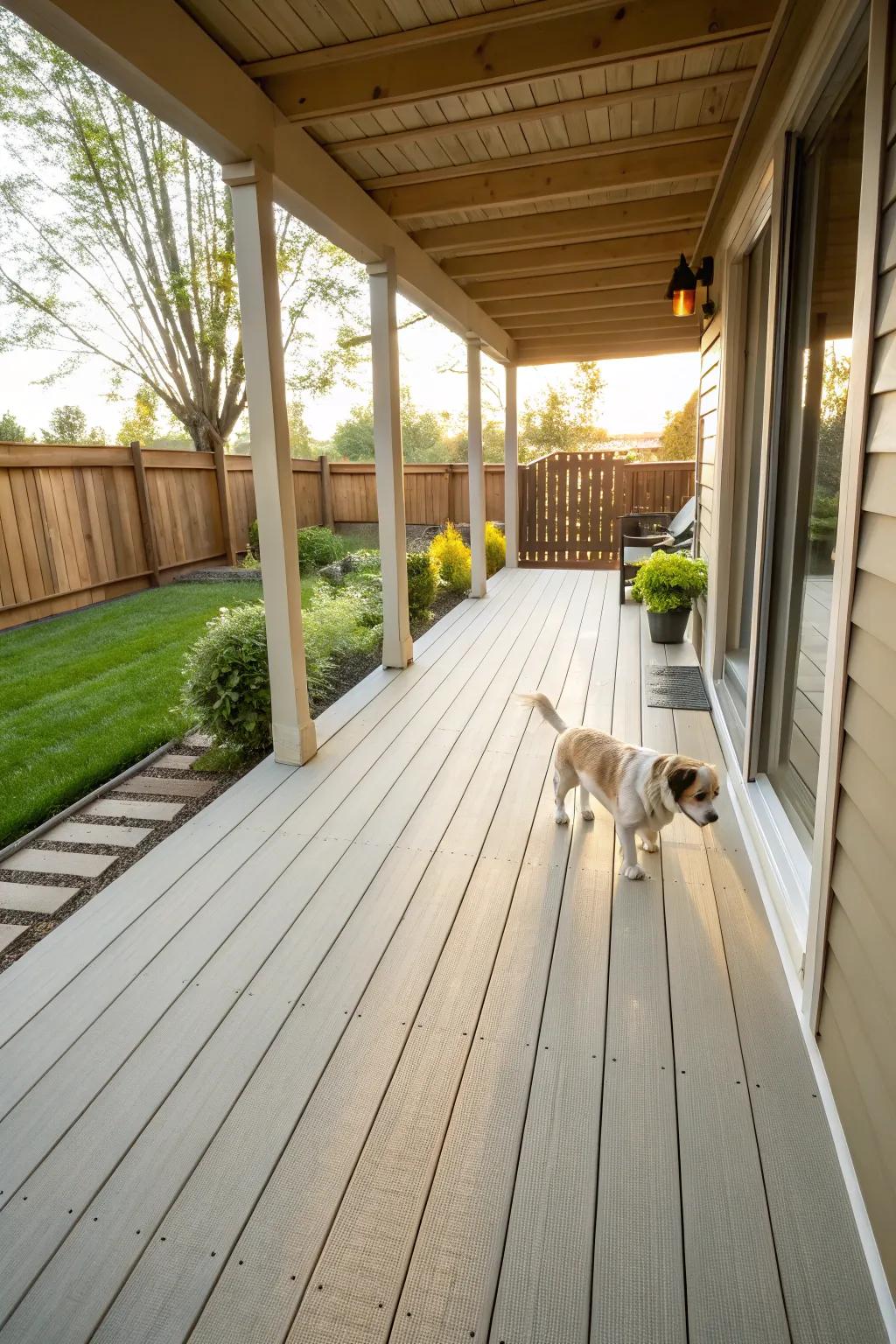 Durable flooring options withstand wear and keep paws cool.