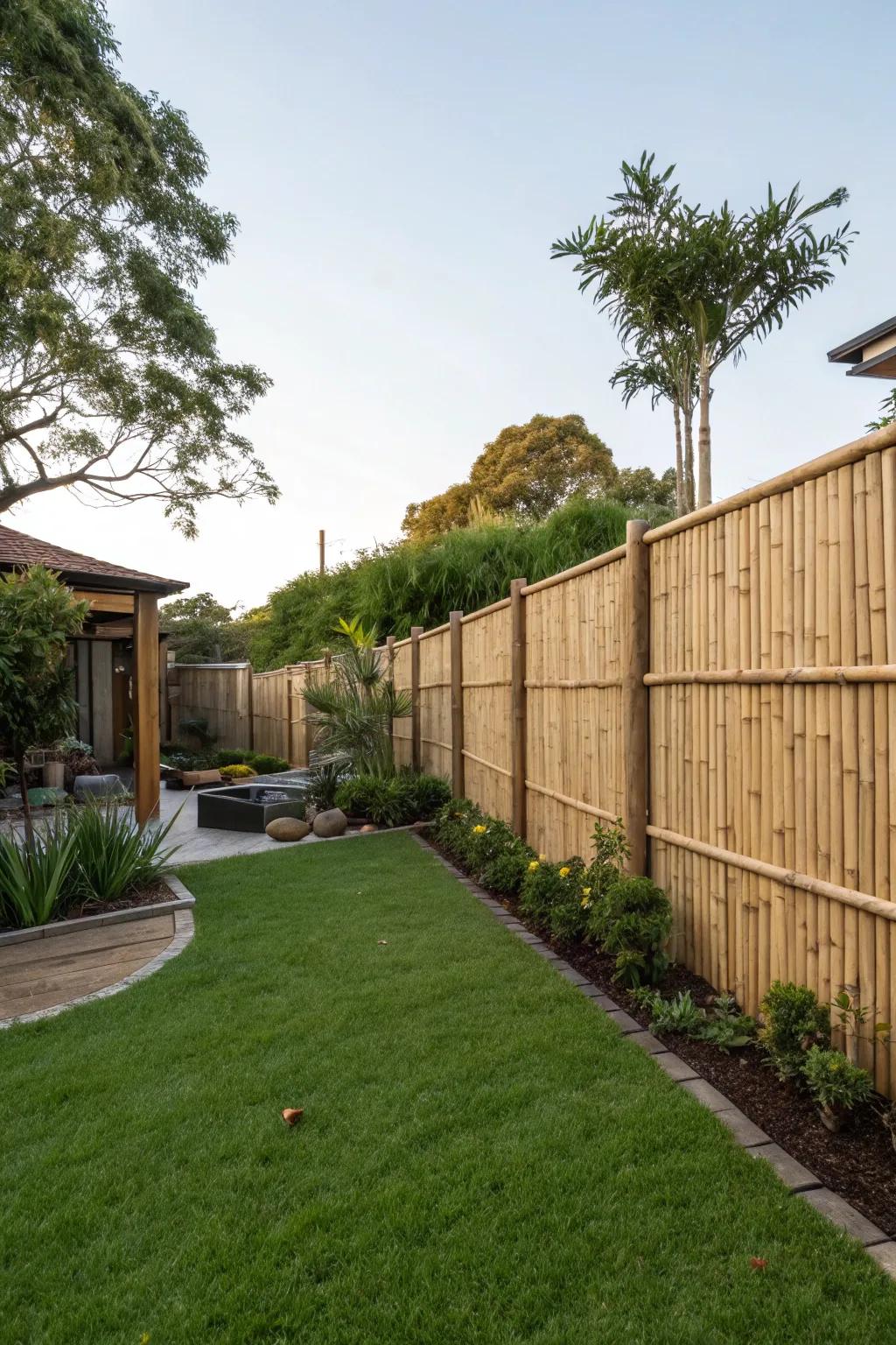 Bamboo fences are a sustainable and stylish choice.