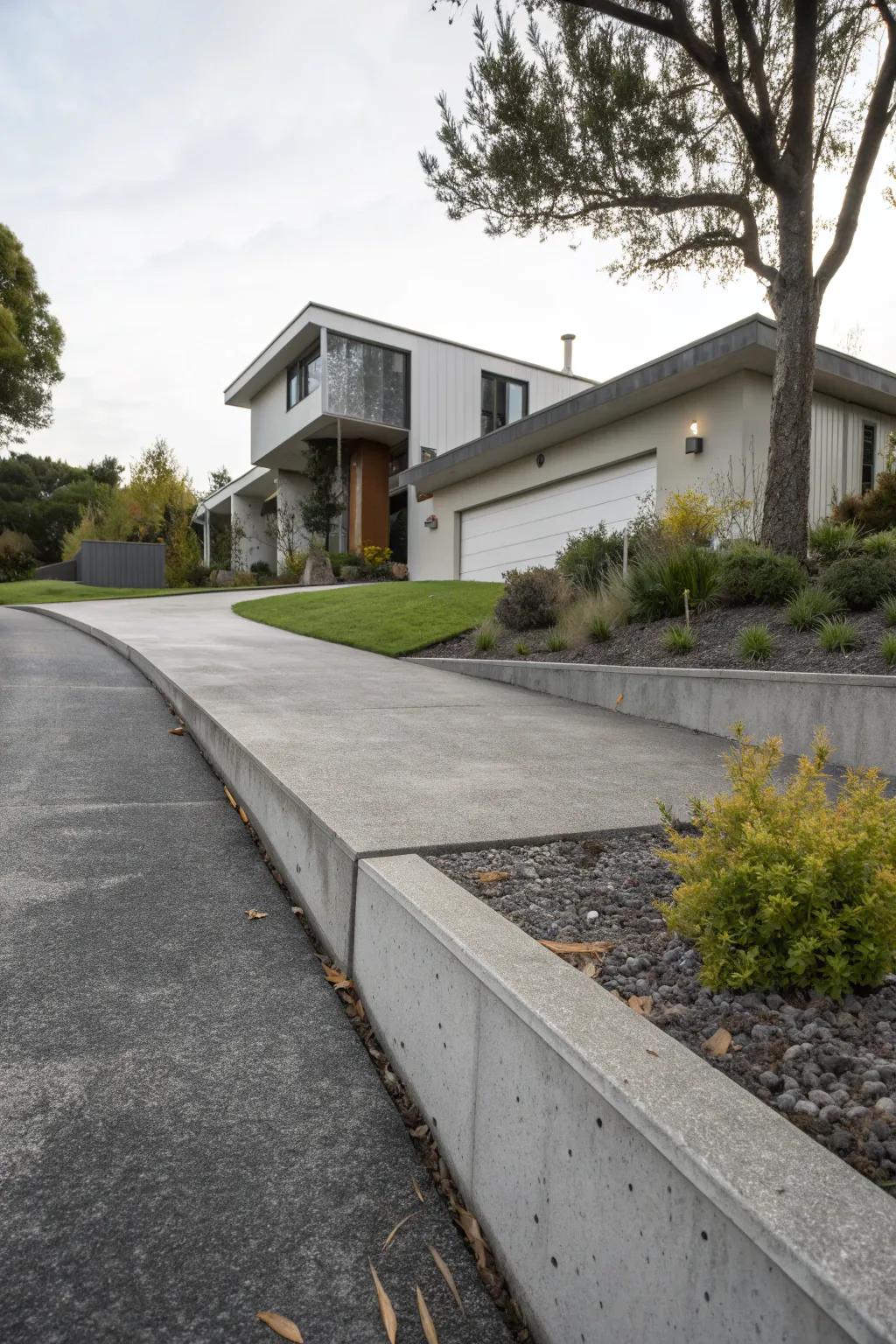 Concrete curbs add a modern and streamlined touch.