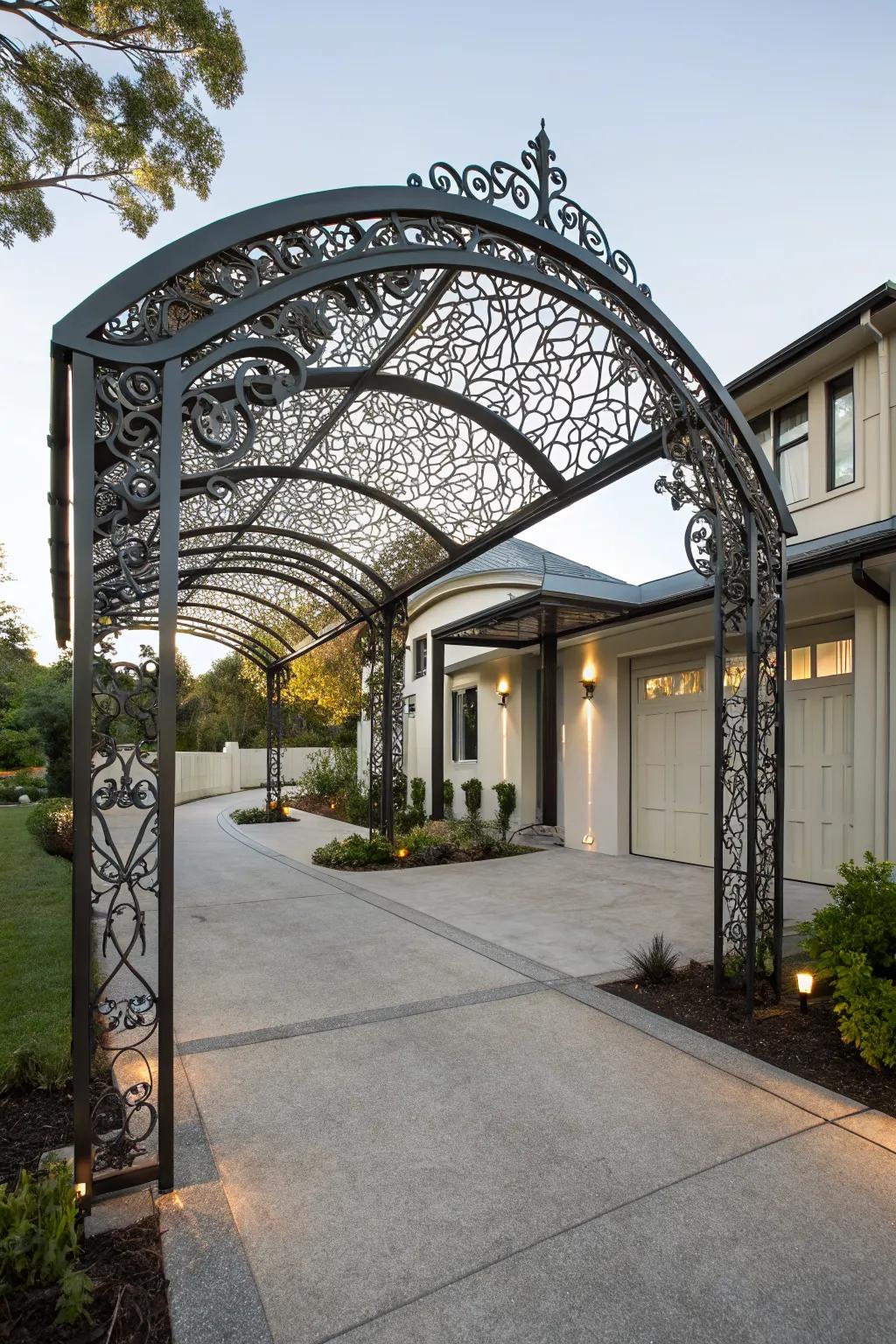 An artistic metal canopy that doubles as a stunning visual statement.