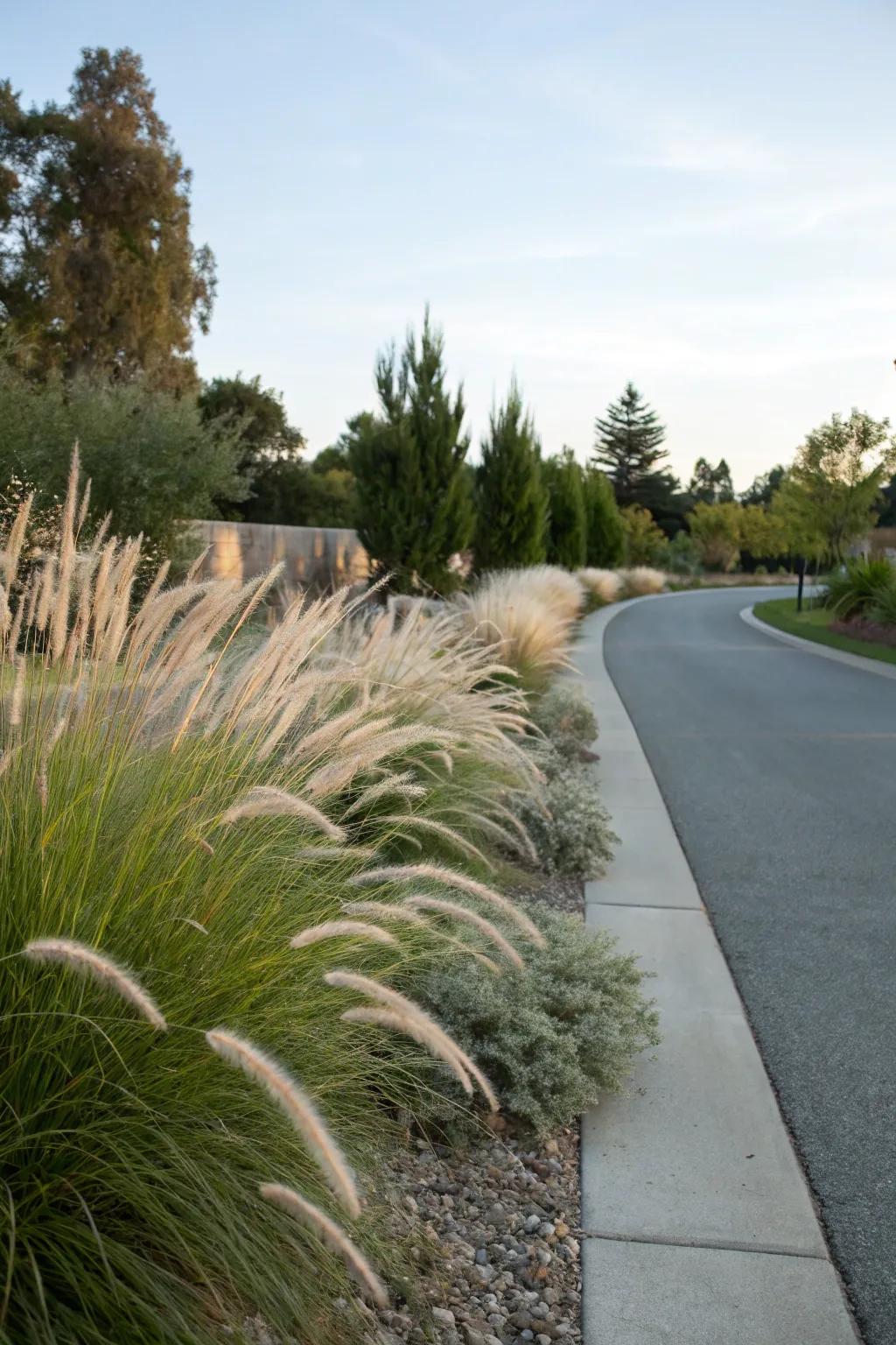 Introduce texture with ornamental grasses alongside your driveway.
